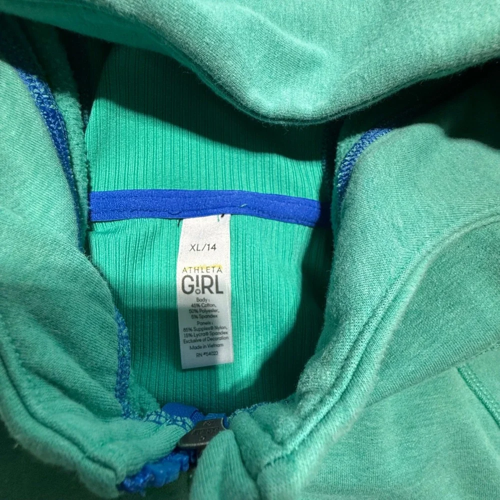 Modern Athleta Girl Full Zip Hoodie Teal Heathered Playwear XL 14